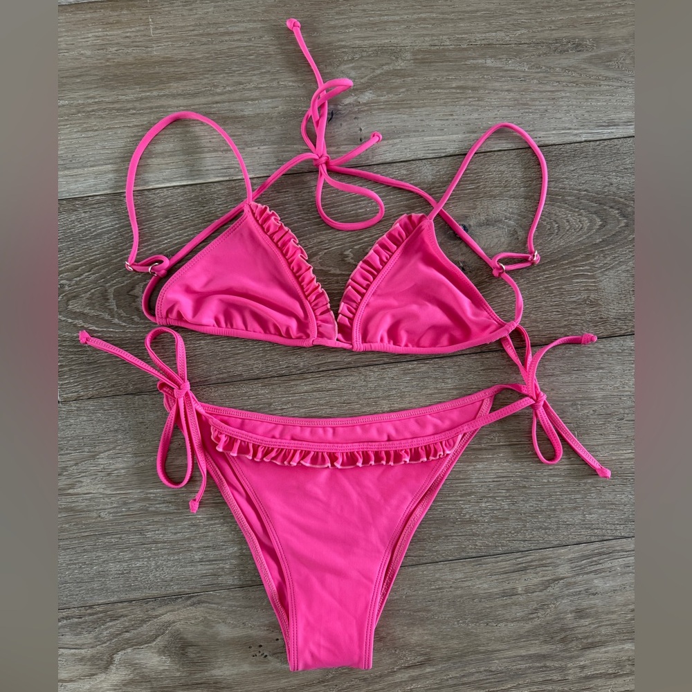 NEVER WORN | JUILLET The Kenny Bikini | Frill Cherry Blossom Pink | Size Med
